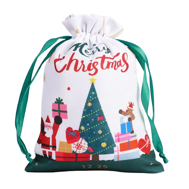 

5-piece set of Christmas bags, cloth bags, gift bags, cartoon Christmas tree Christmas drawstring bags
