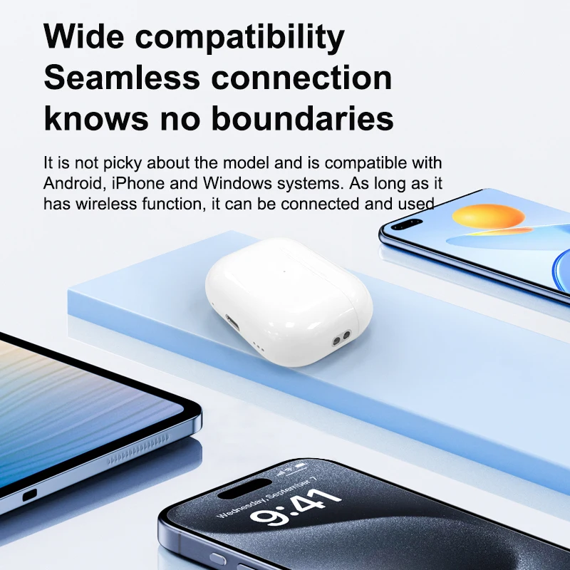 سماعات بلوتوث لاسلكية من Air Pod، عمر بطارية طويل وعمر صوت ستيريو عالي الدقة، سماعات أذن موسيقية لهاتف iPhone