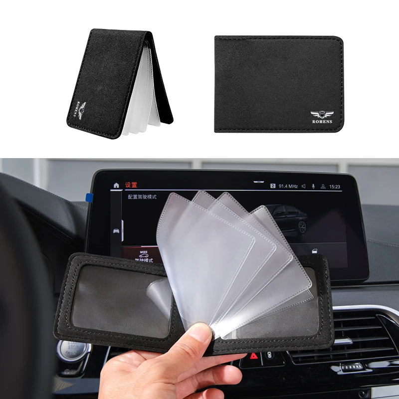 

Suede Leather Car Driving License Credit Card ID Card Bag Wallet Documents Protective Case For Hyundai Rohens Auto Accessories