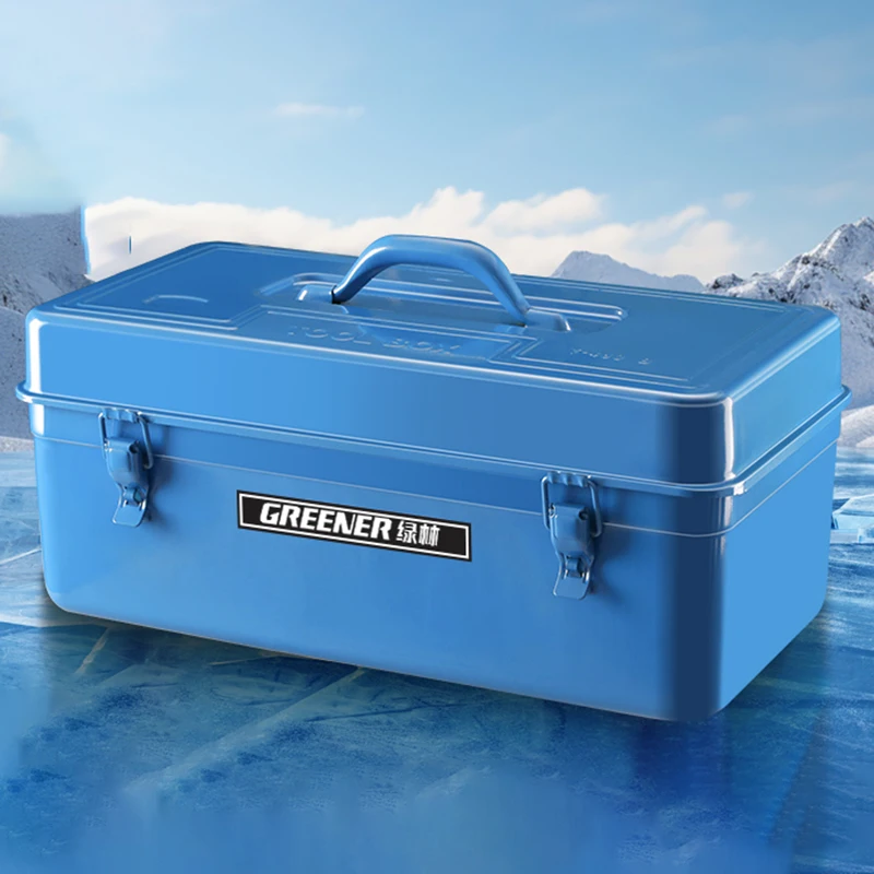 철 도구 상자 하드웨어 두꺼운 보관 도구 케이스 다기능 휴대용 자동차 수리 자동차 도구 주최자 가정용 도구 상자