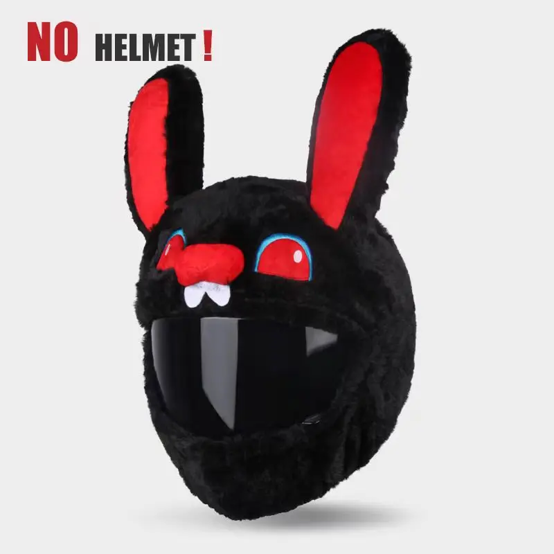 White Rabbit Motorcycle Helmet Cover Outdoor Funny Motorbike Helmet Cap Plush Motorcycle Helmet Accessories Christmas Present