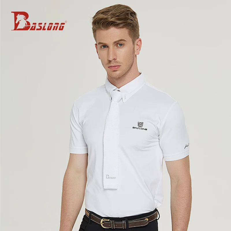 Baslong 승마 티셔츠 폴로 셔츠 전문 승마 반팔 남성 승마 장애물 경쟁 승마 훈련 의류 전문 승마 의류