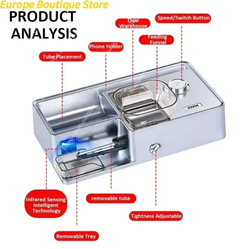 Three Sizes Tobacco Filling Tool Automatic Electric Injector Built-in Smart Sensor With Tweezers