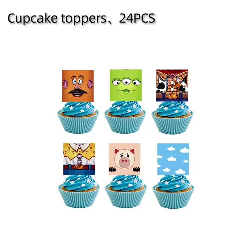 Toy Story Theme Disposable Party Supplies Tablecloth Plates Cups Napkins Cartoon Character Tableware Set For Birthday Parties