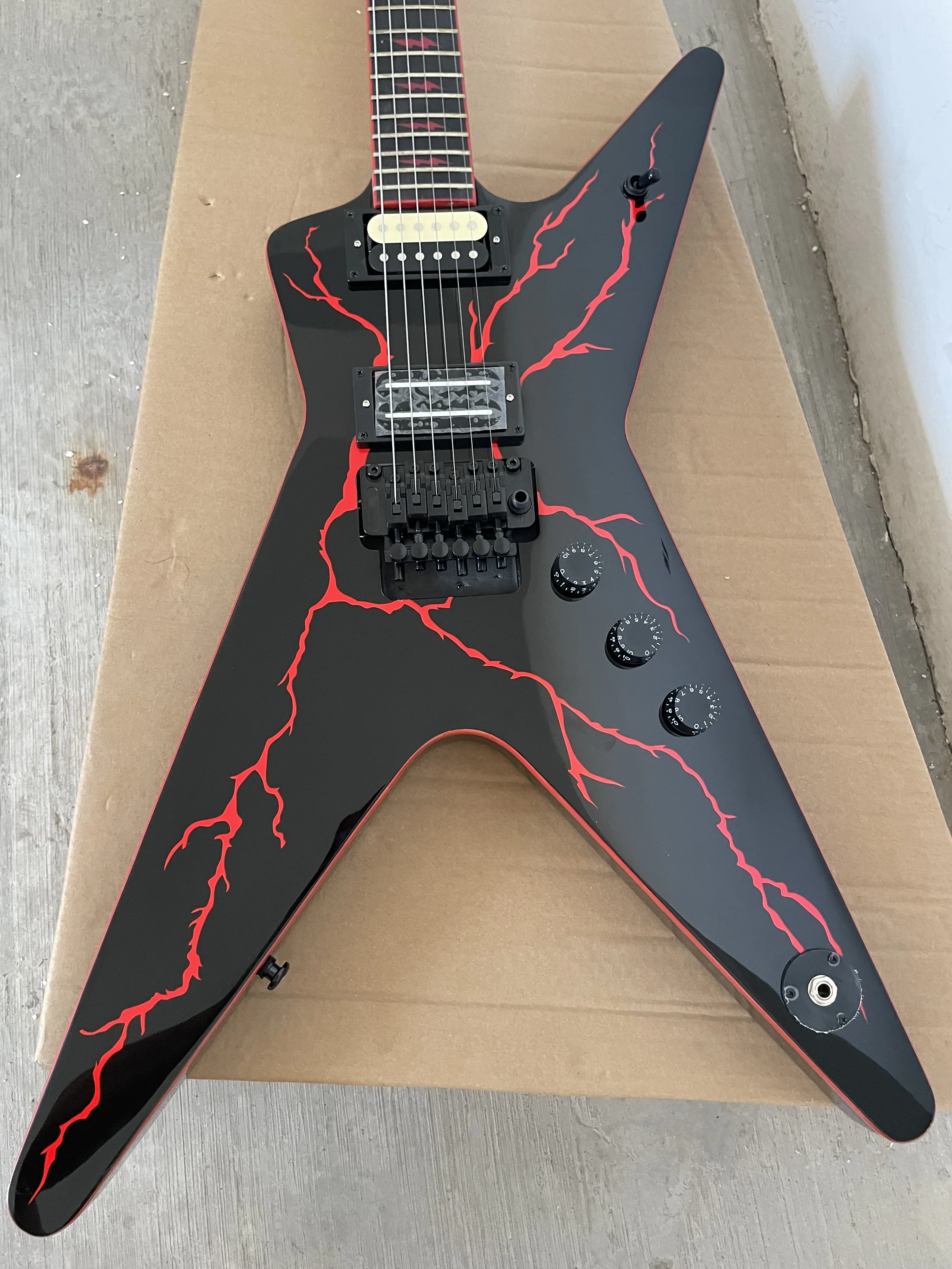 Dimebag Darrel ML Shaped Electric Guitar With Black Panel Red Lightning