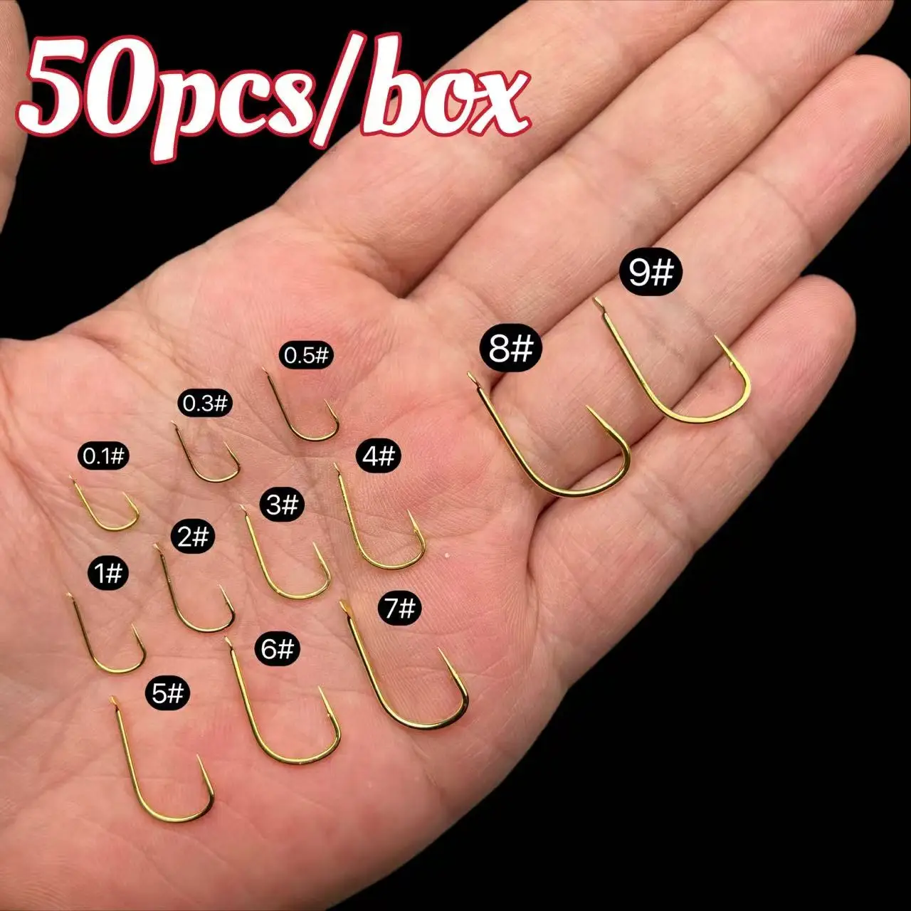 50pcs New Kanto Fish Hooks, Loose, Gold Color, Genuine, With Barbs, Suitable for Silver Carp, Bighead Carp, Crucian Carp, Common