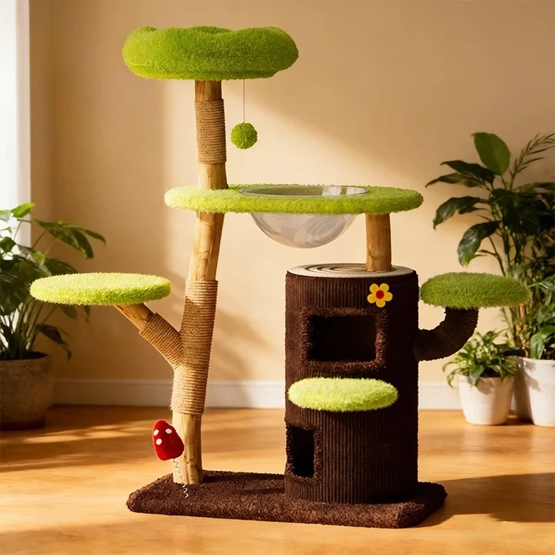 Sisal solid wood cat tree cat teasing pendant integrated cat tree