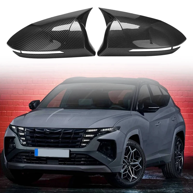 Car Ox Horn Rearview Side Glass Mirror Cover Trim Frame Side Mirror Caps For Hyundai Tucson 2021 2022