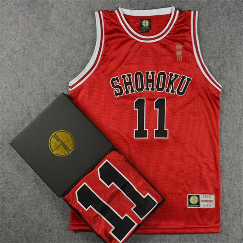 Anime Shohoku Embroidery School Basketball Team Tops Jersey Sakuragi Hanamichi Rukawa Jersey Sports Wear Uniform Cosplay Costume