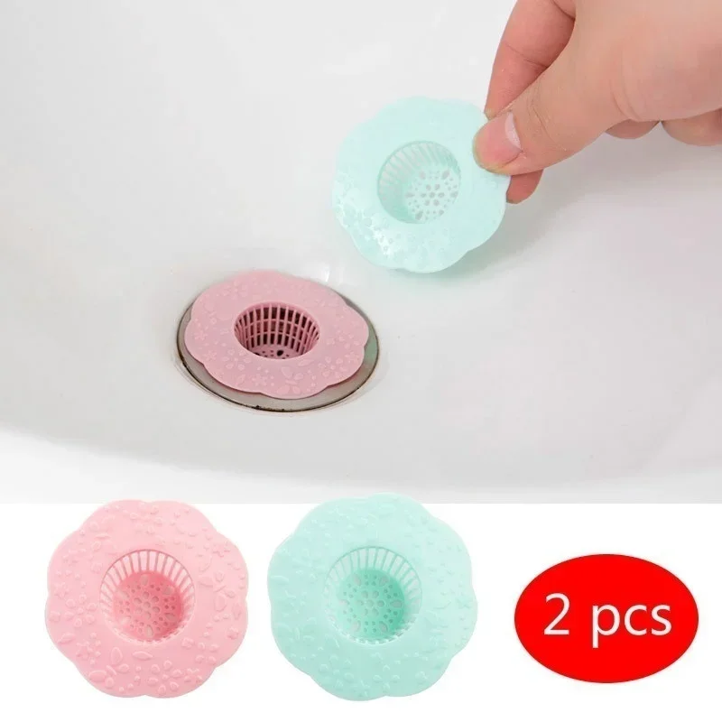 1/2pcs Sink Sewer Filter TPR Floor Drain Strainer Hair Catcher Shower Cover Kitchen Bathroom Anti Clogging Bathtub Drain Stopper