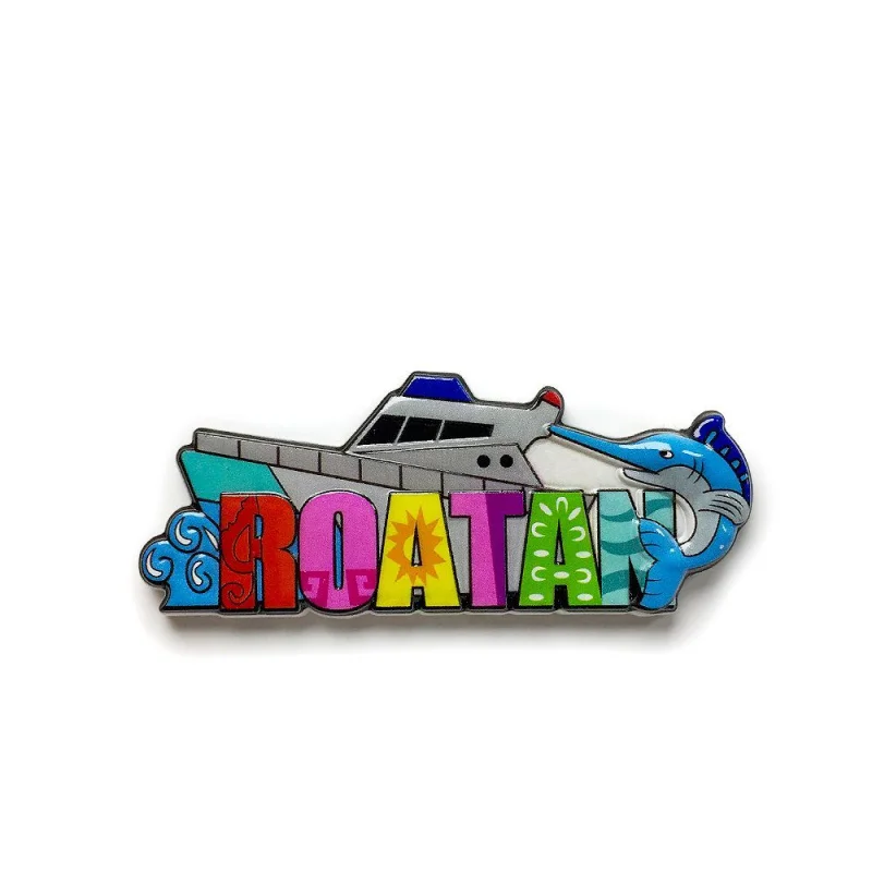 3D Resin Roatan Honduras Yacht & Sea Fish Fridge Magnet Home Decor Imanes Para Refrigerador Aimants Frigo