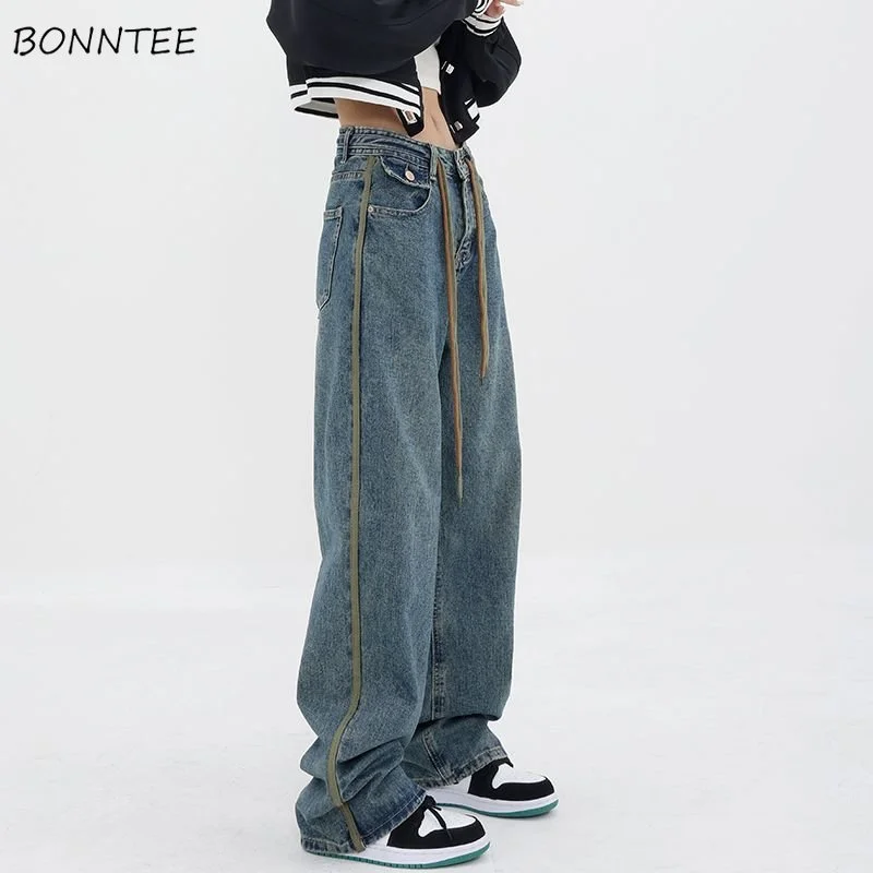 

Джинсы женские в стиле пэчворк, винтажные простые дизайнерские Выбеленные Свободные повседневные уличные удобные весенние в Корейском стиле