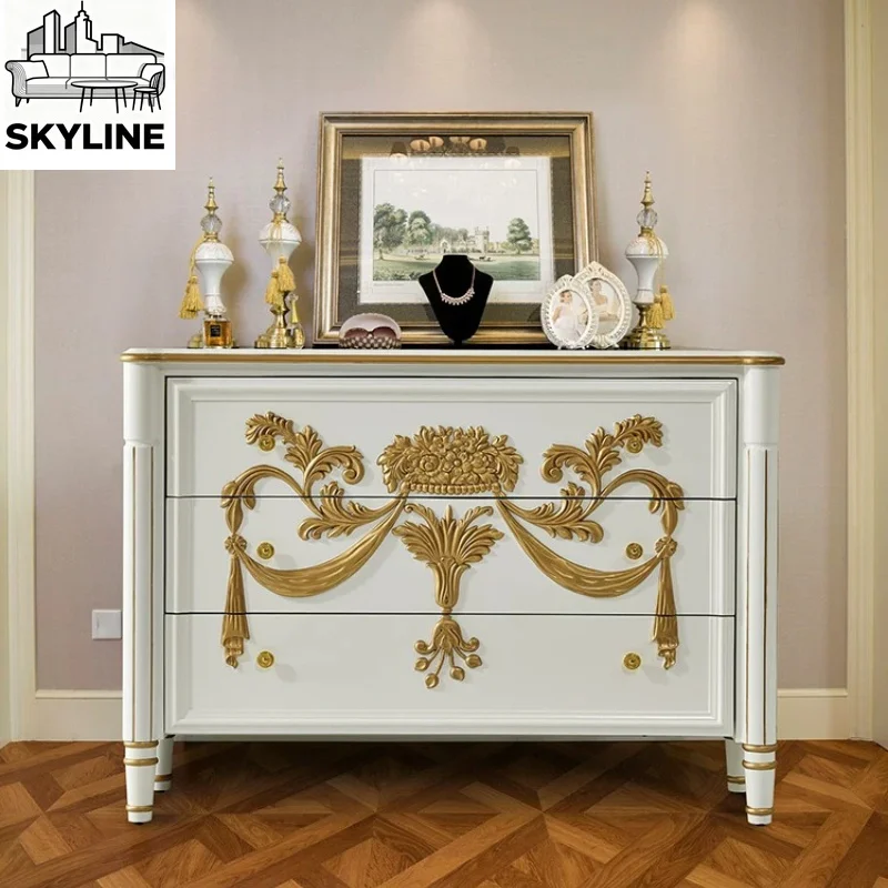 

Light luxury chest cabinet solid wood decorative cabinet bedroom storage storage painted cabinet