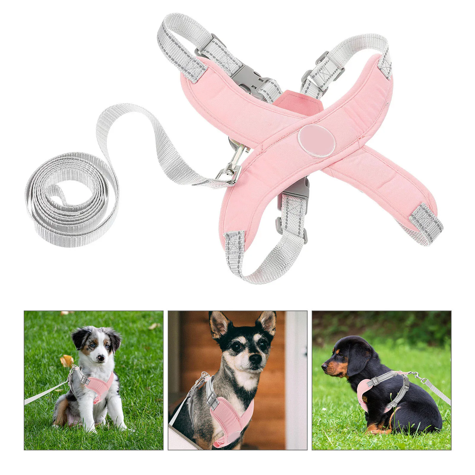 

Pet Harness Leash for Large Dogs Adjustable Convenient Vest Walking Accessories Small Pink and