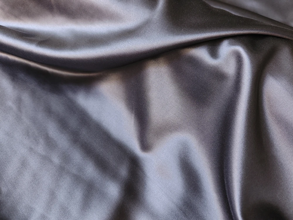 

138cm Wide, 40 Momme Deep Silver Luxury Silk Cotton Satin Fabric Mulberry Silk Charmeuse Material For Suits Fashions