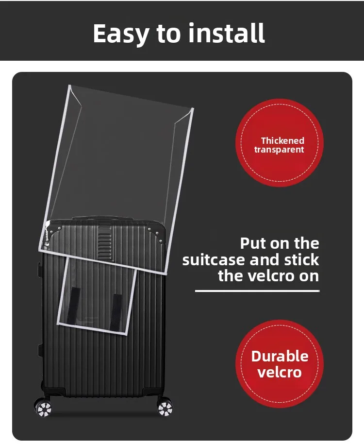 Verschleißfester PVC-Trolley, wasserdicht, transparent, schützende Leder-Staubschutzhülle für Koffer, universelle Gepäckabdeckungen – Detail 7