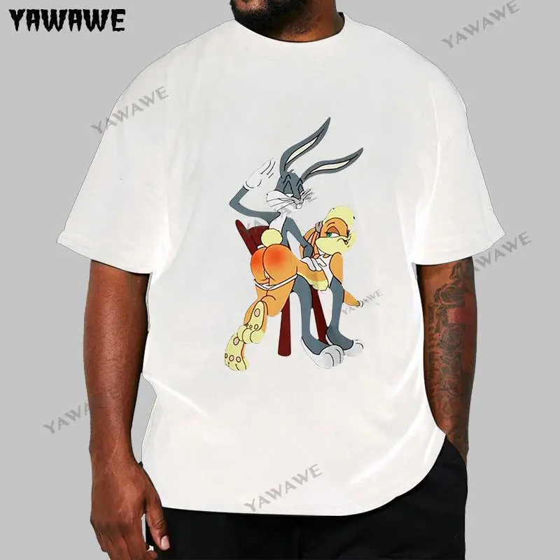 men cotton t-shirt new Bugs Bunny Spank Cartoon Punishment men's t shirt summer fashion black teeshirt euro size drop shipping