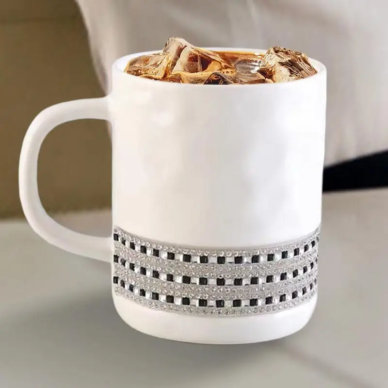 Rhinestone Mug 300ml Water Mugs For Home Ceramic Drinking Container For Juice Beer Wine Multipurpose Tea Coffee Cup