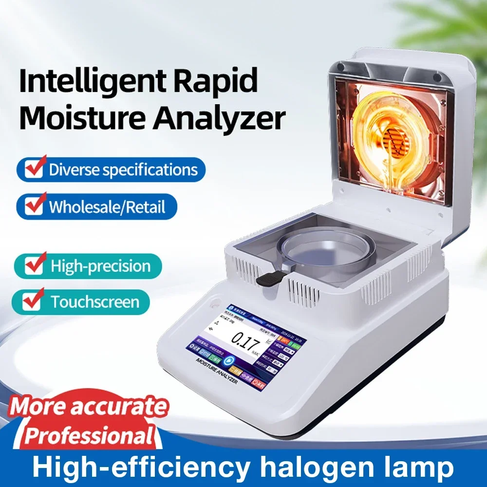 High Precision Laboratory Equipment 120g/1mg 2mg 5mg Touch Screen Halogen Moisture  Grain and Corn Moisture