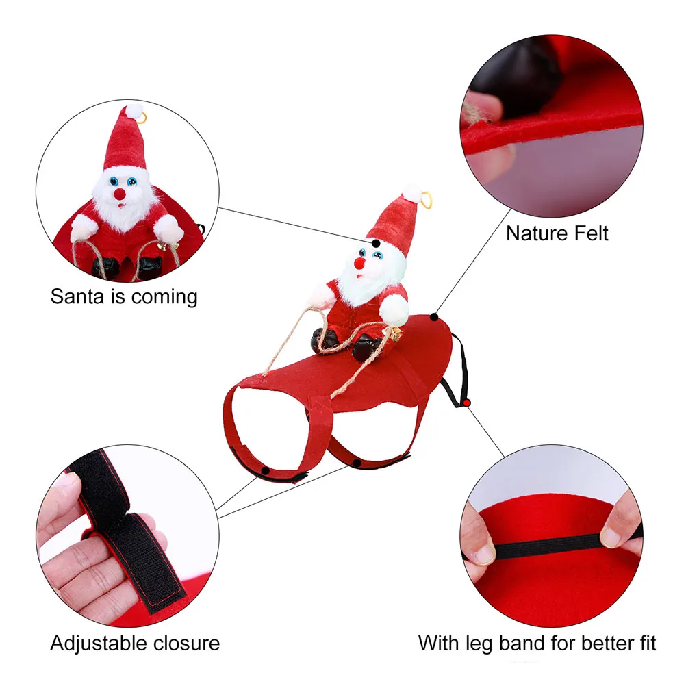 

Christmas Santa Riding Dog Clothes Red Size M Felt Puppy Coat Durable for Photo Taking Pet Party Costume Dog Clothes