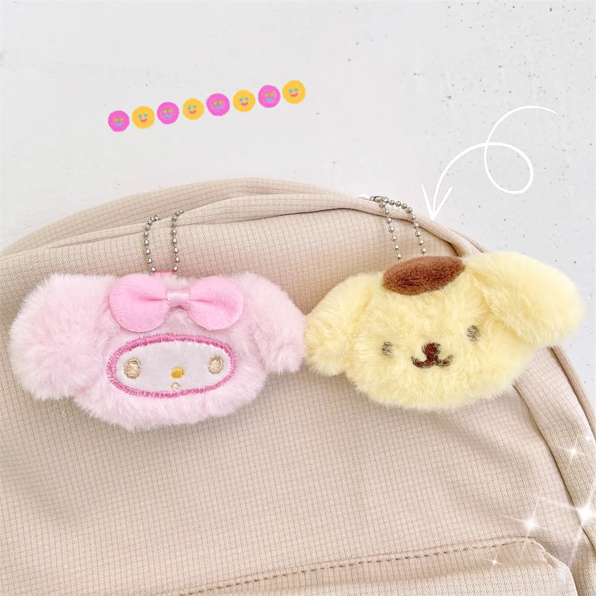 Anime Kawaii Cinnamorolls Pompompurins Plush Key Chain Bag Pendant for Girls Cartoon Cute Cat Key Chain Backpack Decoration Gift