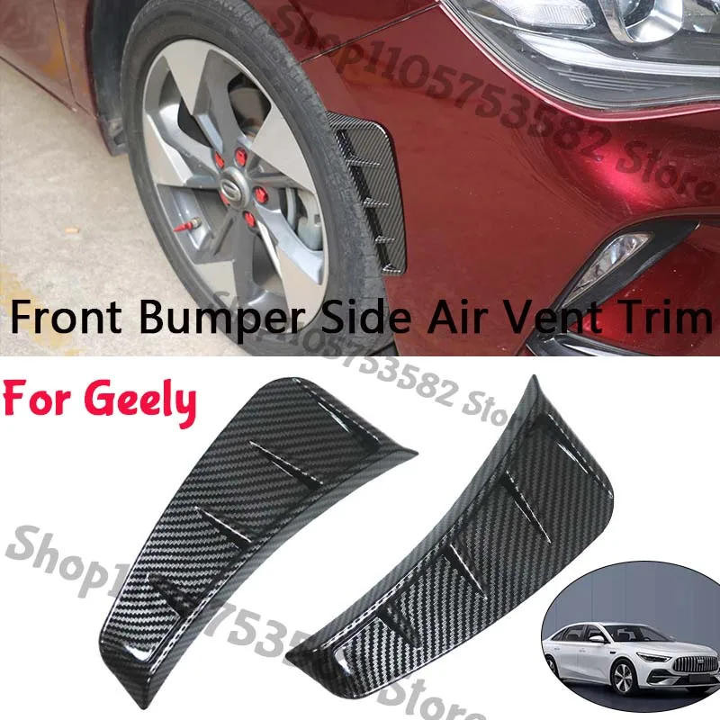 1Pair Car Front Bumper Side Air Vent Trim Carbon Fiber Style For Geely Universal Exterior Decoration Cover