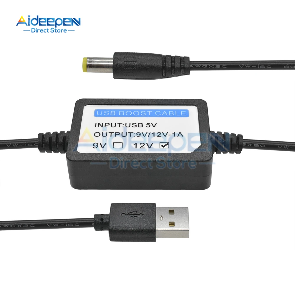 1 قطعة USB تهمة كابل تعزيز الطاقة تيار مستمر 5 فولت إلى 9 فولت 12 فولت 1A تصعيد محول محول كابل يو اس بي مع دفعة مكون 5.5 مللي متر × 2.1 مللي متر