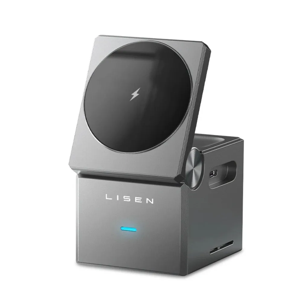 

LISEN Durable 15W Portable Foldable 3 in 1 Magnetic Wireless Charging Station for iPhone AirPods Watch