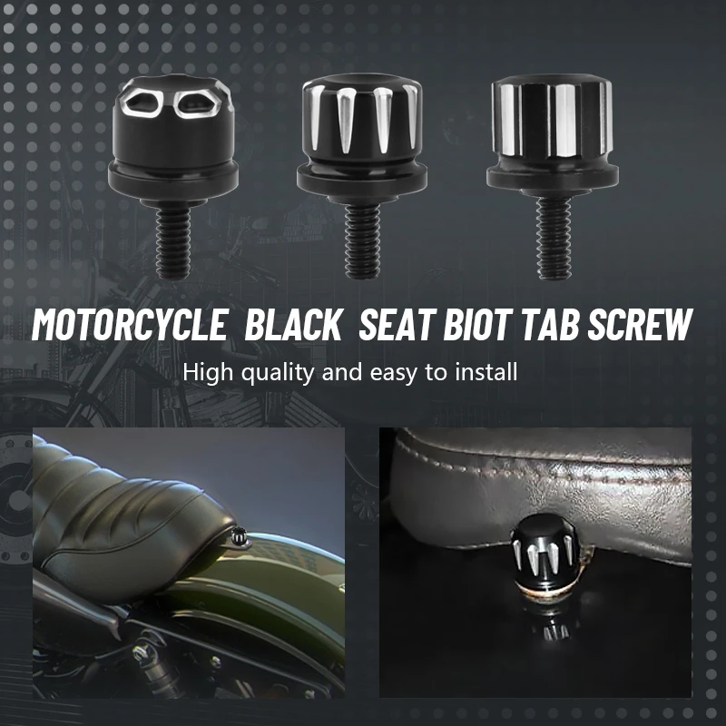 

Motorcycle Black Seat Bolt Tab Screw Mount Knob Cover Moto Accessories For Harley Sportster Touring Softail Dyna CVO Wide Glide