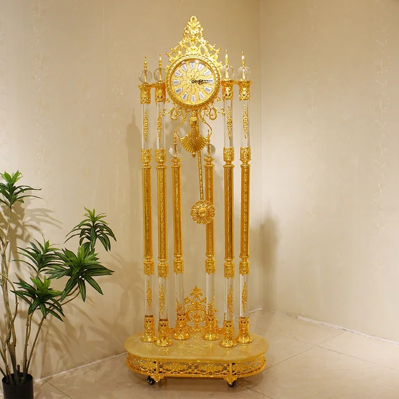 

European gold bronze bell Villa living room Hotel Lobby club high-end floor standing clock Copper artwork household clock