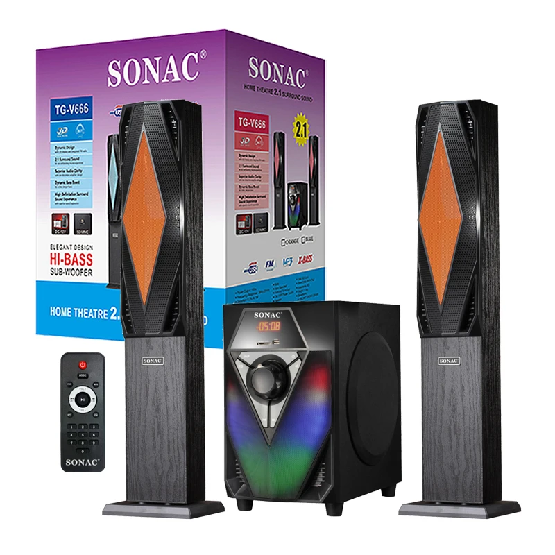 

SONAC TG-V666 China Home Theatre Plastic Subwoofer Speaker 2.1 For Desktop Computer