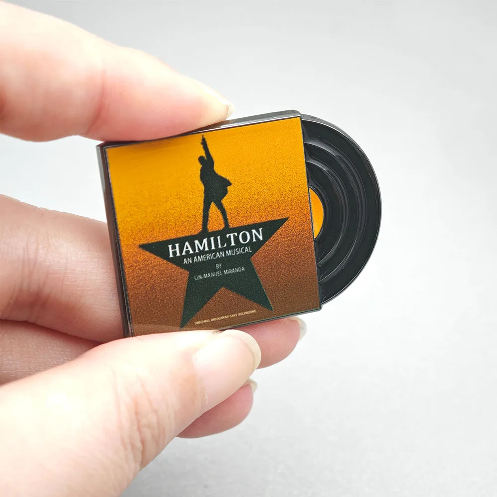 Hamilton An American Musical Brooch Classic Well-known Theater Lapel Pin Black Vinyl Record Badge Star Silhouette Jewelry Gift view 4