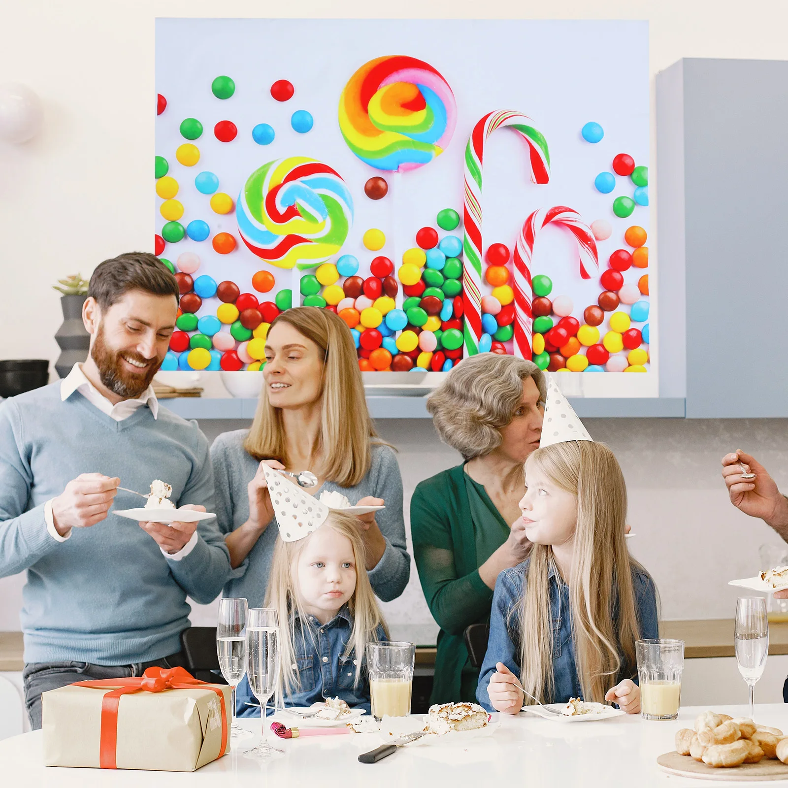 

Cartoon Poster for Kids Room Wall Decor Lollipops Background Indoor Kids Backdrop Birthday Party Posters Home Nursery Decoration