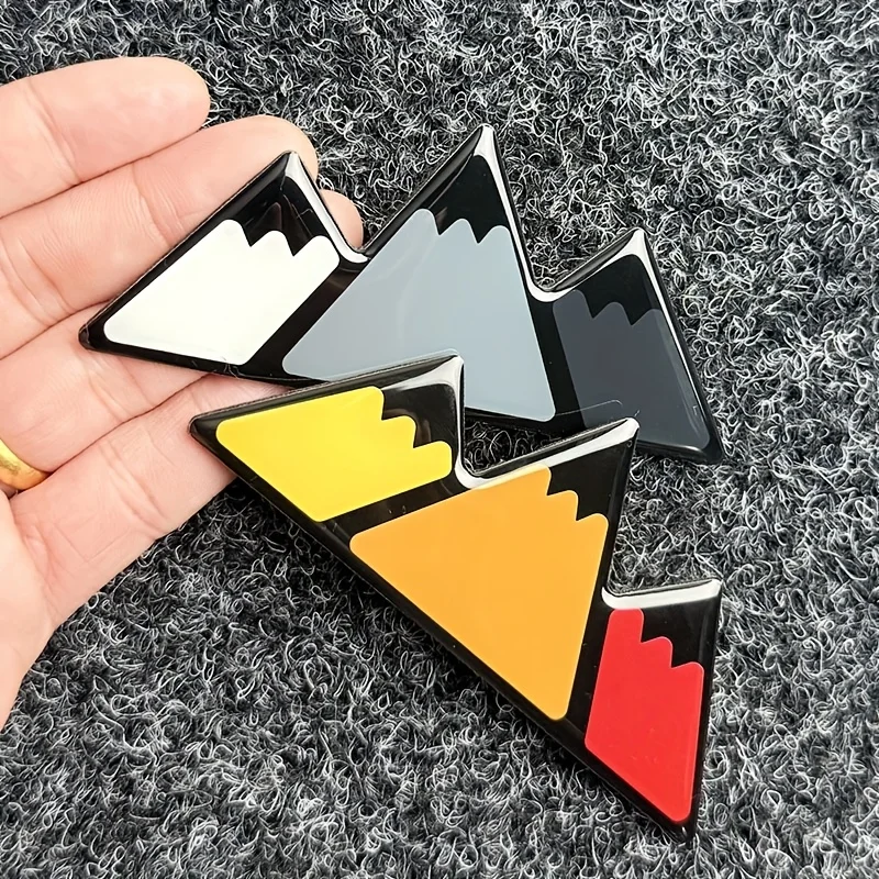 X1 Aluminum Snow Mountain Tri Color 3D Car Badge For Toyota Tacoma 4Runner Tundra Front Grille Body Side Rear Decor Sticker Logo