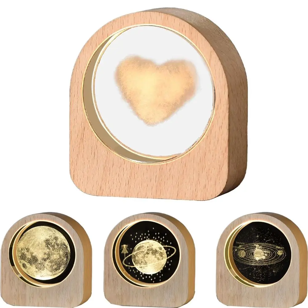 

Лампа с 3D гравировкой и теплым светом, ночник с деревянной основой «подключи и играй», декоративные трехмерные фигурки