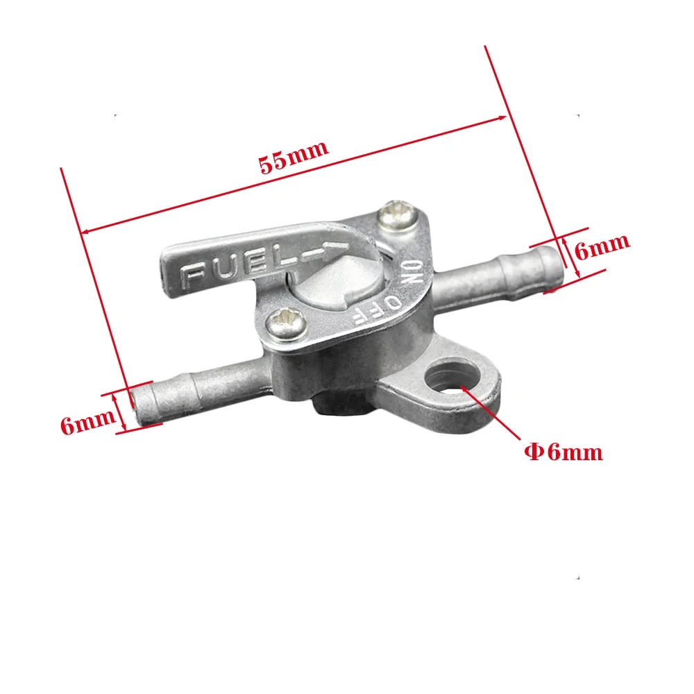 55mm X 6mm Universal Inline Petcock Motorcycle/Quad/Lawnmover Petrol Fuel Tap Anti-aging Anti-corrosive Leak Proof Rubber Silver