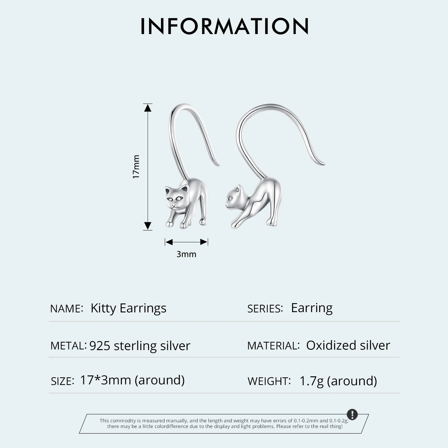 WOSTU 925 Sterling Silver Kitty Earrings Animal Pet Series For Women Girl Ear buckles Original Jewelry Gift Party Perfect Gift