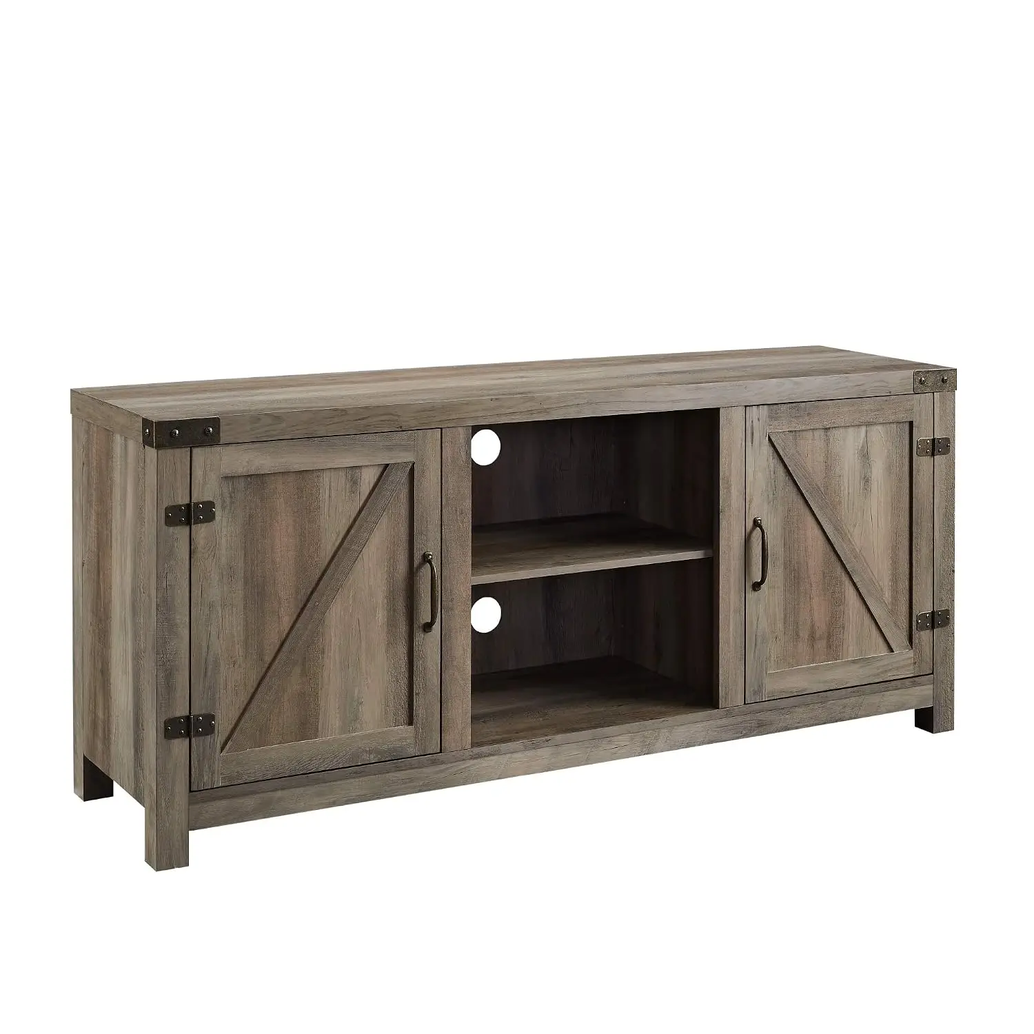 Modern Farmhouse Barn Door TV Stand 65 Inch TV,  Storage Cabinet, 58 Inch Grey Console, Customized