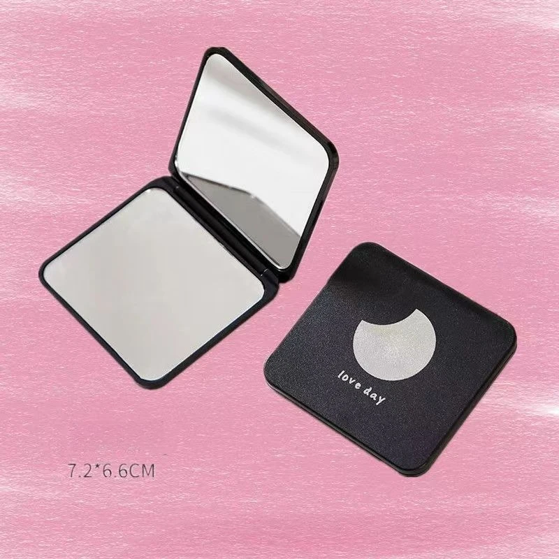 Mini makeup mirror, portable small mirror for girls, cute folding double-sided mirror, student hand-held makeup mirror