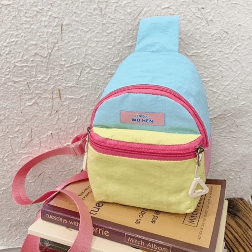 Casual Lightweight Sling Bag Adjustable Vibrant Children Chest Backpack Wear-resistant Nylon Crossbody Sling Pack -outdoor