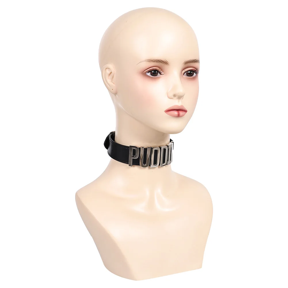 Quinzel Choker PU Leather Punk Necklace Movie Suicide Team Female Super Villain Cosplay Fantasy Costume Accessories Women Props