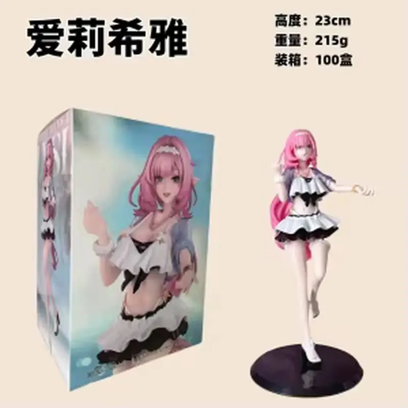 22cm 애니메이션 게임 혼카이 임팩트 3rd 엘리시아 피규어 선물 + 1/8 여름 미스 엘프 버전 데스크탑 스탠딩 모델 장난감 인형 액션 피규어 PVC