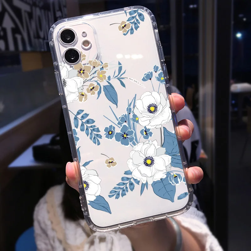 Japan Korean INS chrysanthemum Camellia Flower Soft Phone Case for iphone 13 11 12 Pro Max MiNi X XR XS 7 8 plus 6S SE 20 Cover