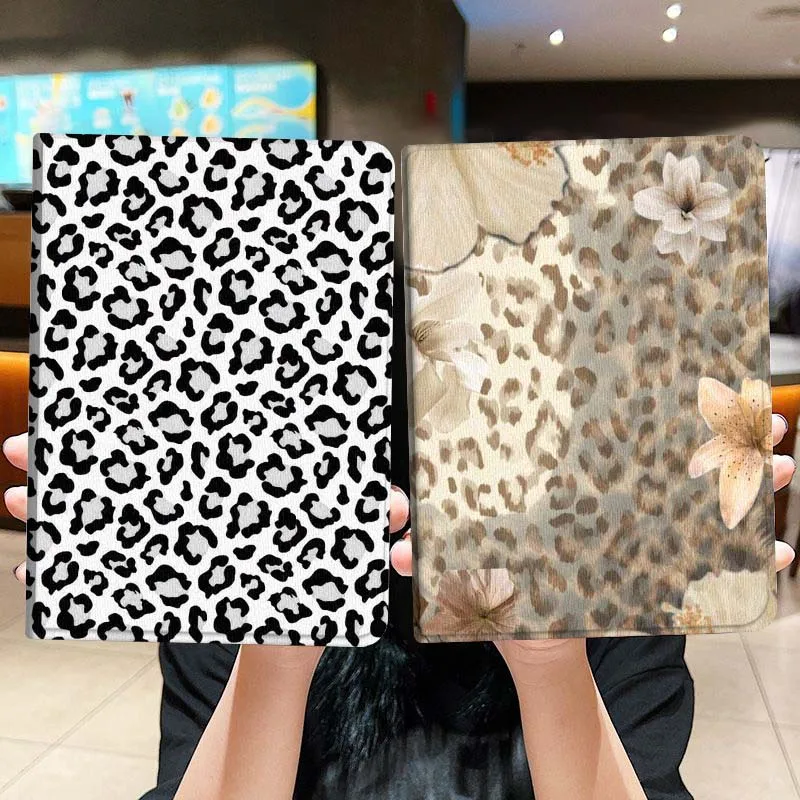 

Black White Leopard Print Gift Tablet Case For Lenovo Xiaoxin Legion Pad Tab Pro GT Y700 Gen4 2 11 P11 M10 K10 3rd Plus Gen