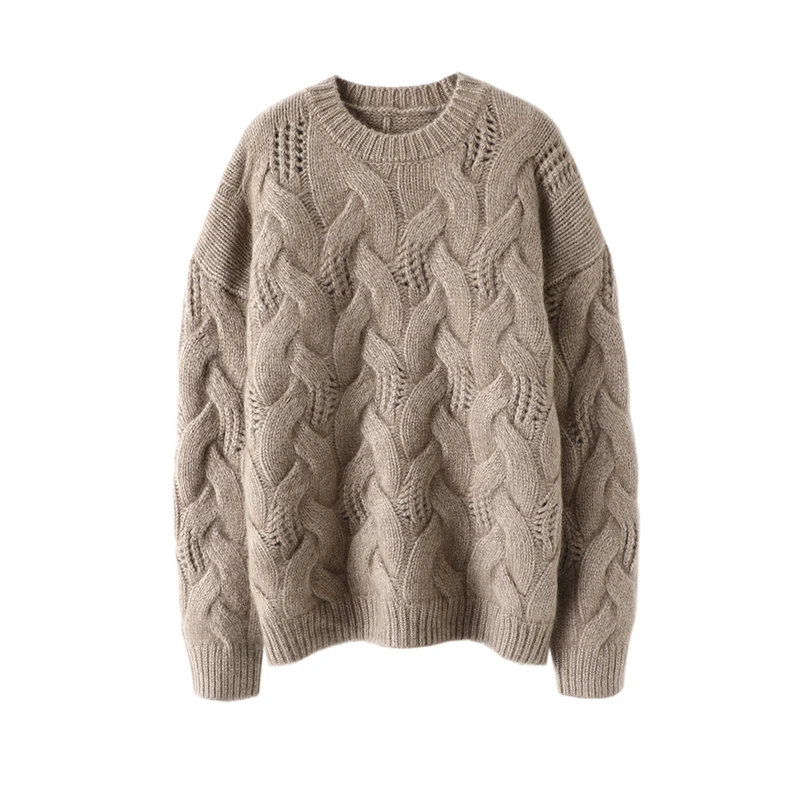 Thick Luxurious Cashmere Sweater Women Design Pullover Winter Clothes Women O-Neck LOOSE Hollow Out