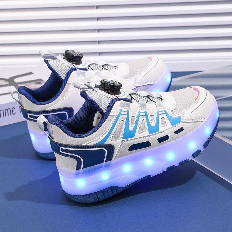 Roller Skate Shoes Kids Sneakers With 4 Wheels LED Light Luminous Children Glowing Fashion Outdoor Sports Shoes Girls Boys Gifts