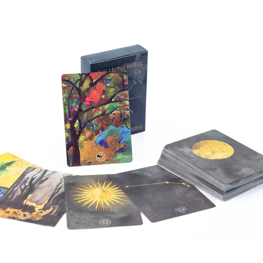 بطاقات علم التنجيم لعجلة المعيشة 55 بطاقة أوراكل لقول الحظ والعرافة مثالية لألعاب الطاولة 8.8*6.3 سم