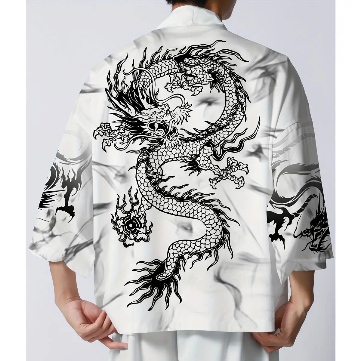 ملابس رجالية صيفية فضفاضة على الطراز الصيني ملابس رجالية رفيعة للزوجين Daoist رداء كيمونو بأكمام ثلاثة أرباع