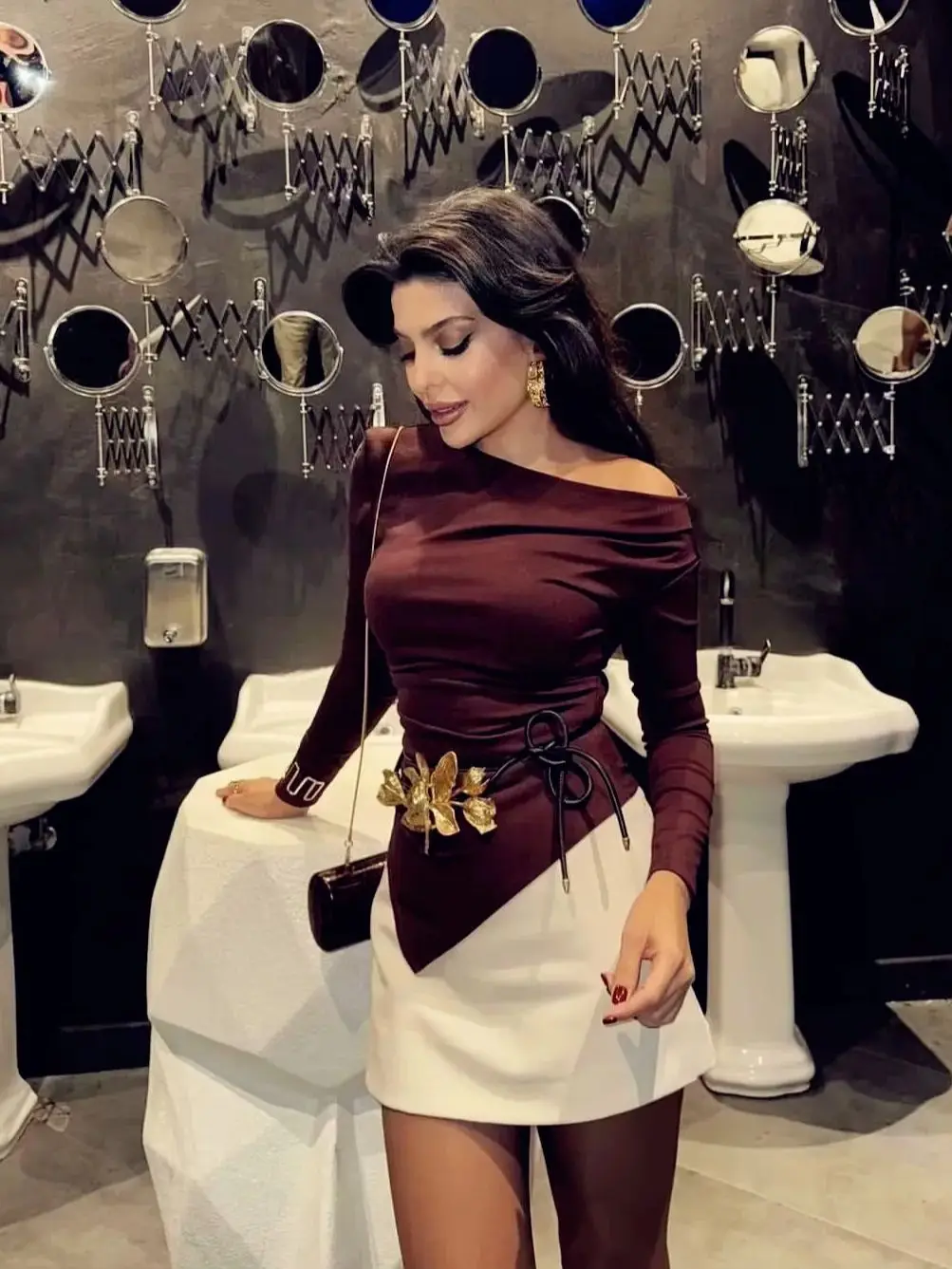 

Asymmetric Long Sleeve Top Women 2025 New Spring Casual Slim Shirts Blouse Female Off Shoulder Burgundy Shirts & Blouses Tops