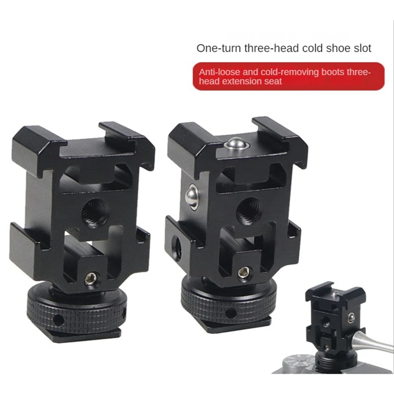 Triple Hot Shoe Mount Adapter Bracket Stand Holder For DSLR Camera For LED Video Microphone Flash Light